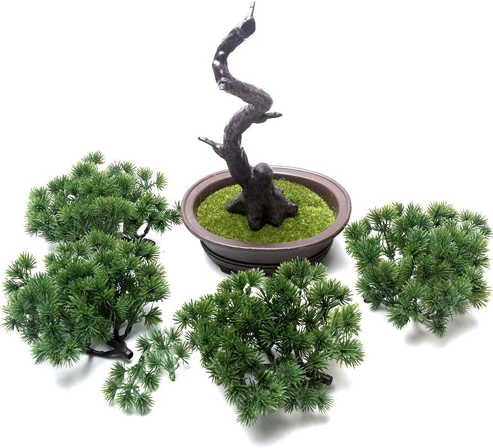 Artificial Bonsai Pine Tree, Plastic Simulation Potted Plant DIY Decorative Bonsai, Desk Display Fake Tree Pot Ornaments Home Office Bedroom Living Room Farmhouse Decorations(Style 3) - Image 5