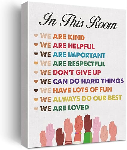 Arte de pared inspirador de diversidad en esta habitación, lienzo de acuarela, impresiones para decoración de pared de aula, oficina, enmarcado,