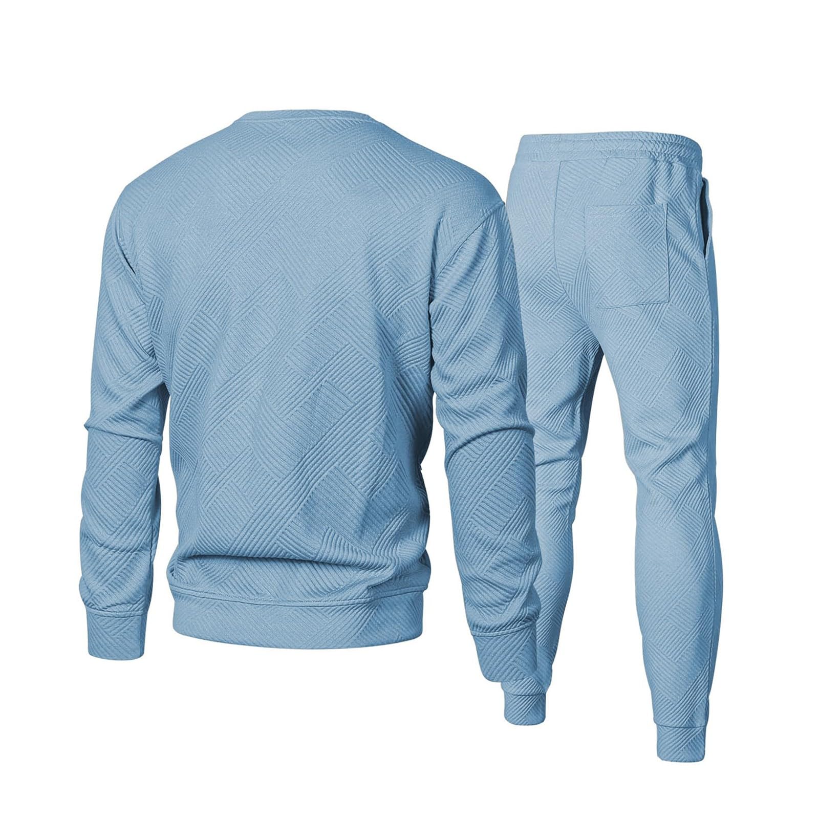 Męski dres treningowy, 2-częściowy, bluza i joggery, niebieska, odzież sportowa dla mężczyzn, miękka bawełniana odzież wypoczynkowa, lekki wygodny dres treningowy na siłownię lub do codziennego