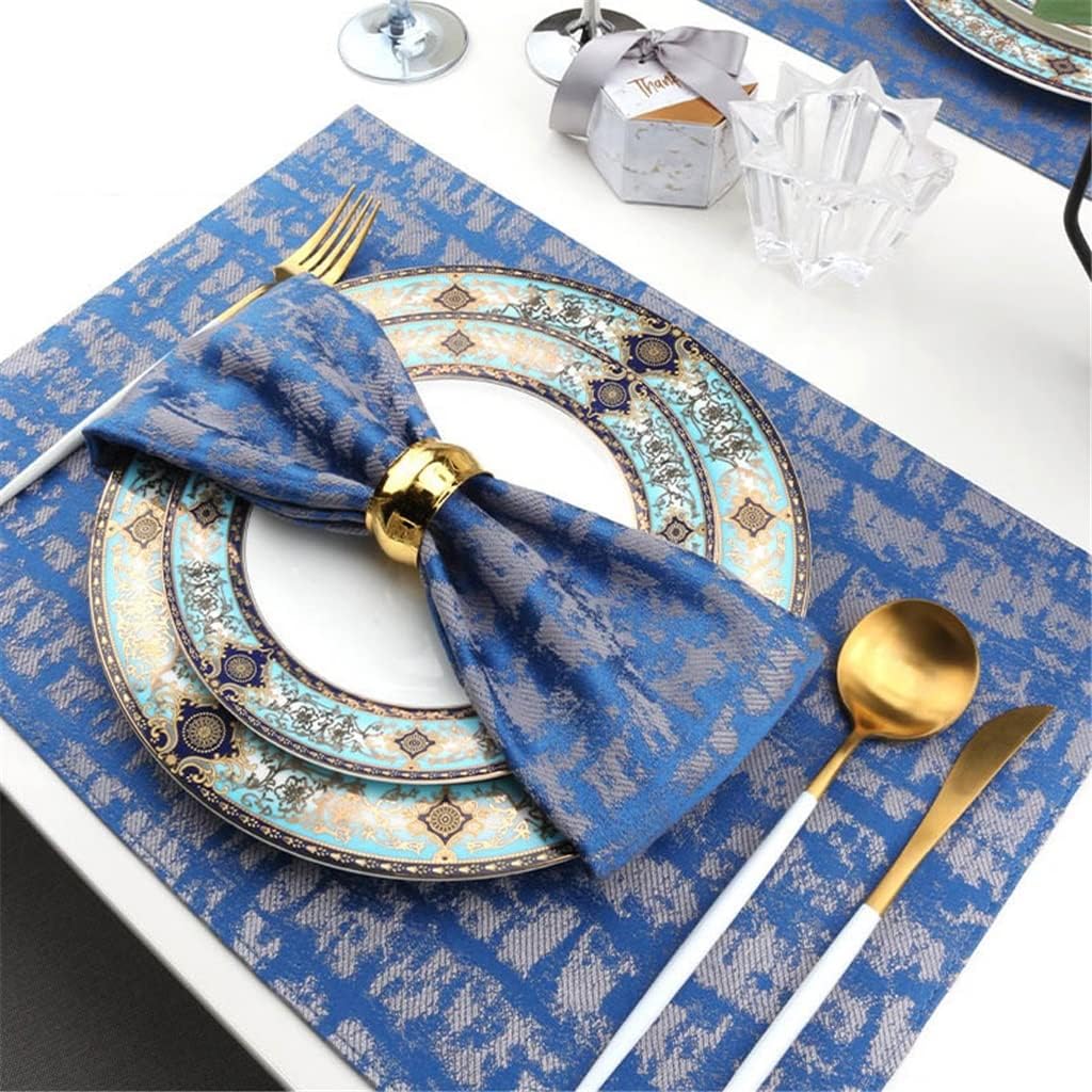 4 Pcs Table Place Mat Kitchen Dinning for Table Mat Table Cloth Pad Heat Insulation Dining Table Decor Mats (Color : Blue, Size : 3245cm)