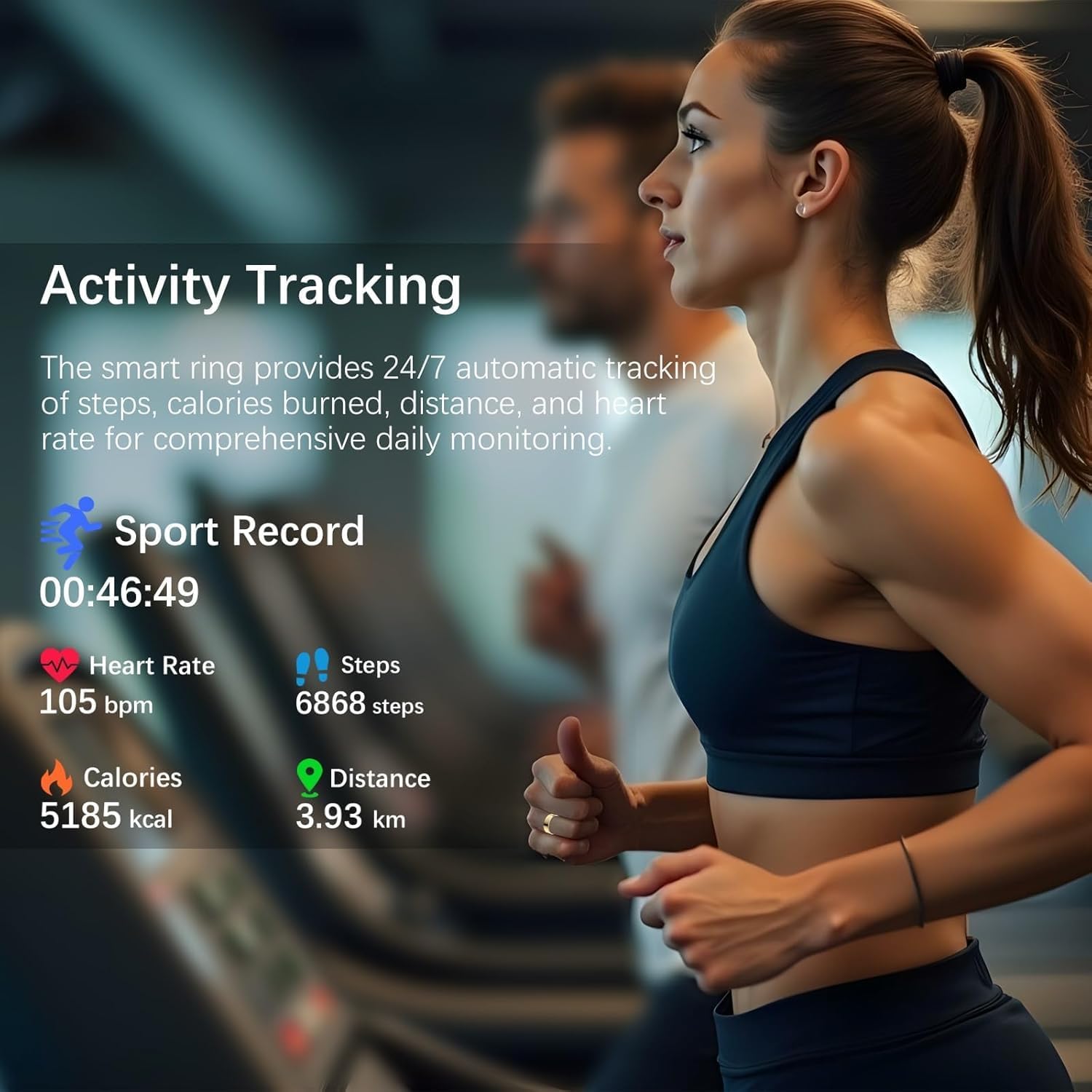 Smart Ring for Women Men, Fitness Ring with Heart Rate, Blood Oxygen,Stress, Sleep Tracker, Step Tracker, Fit Ring No Subscription Fee, IP68 Waterproof Smart Ring for iPhone & Android (Gold, 11#)