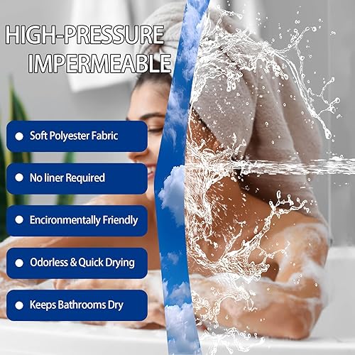 Miniatura 6 de Cortina de ducha con cielo azul y nube blanca, cortinas de ducha de paisaje natural, decoración de baño, bañera, juegos impermeables con 12 ganchos,