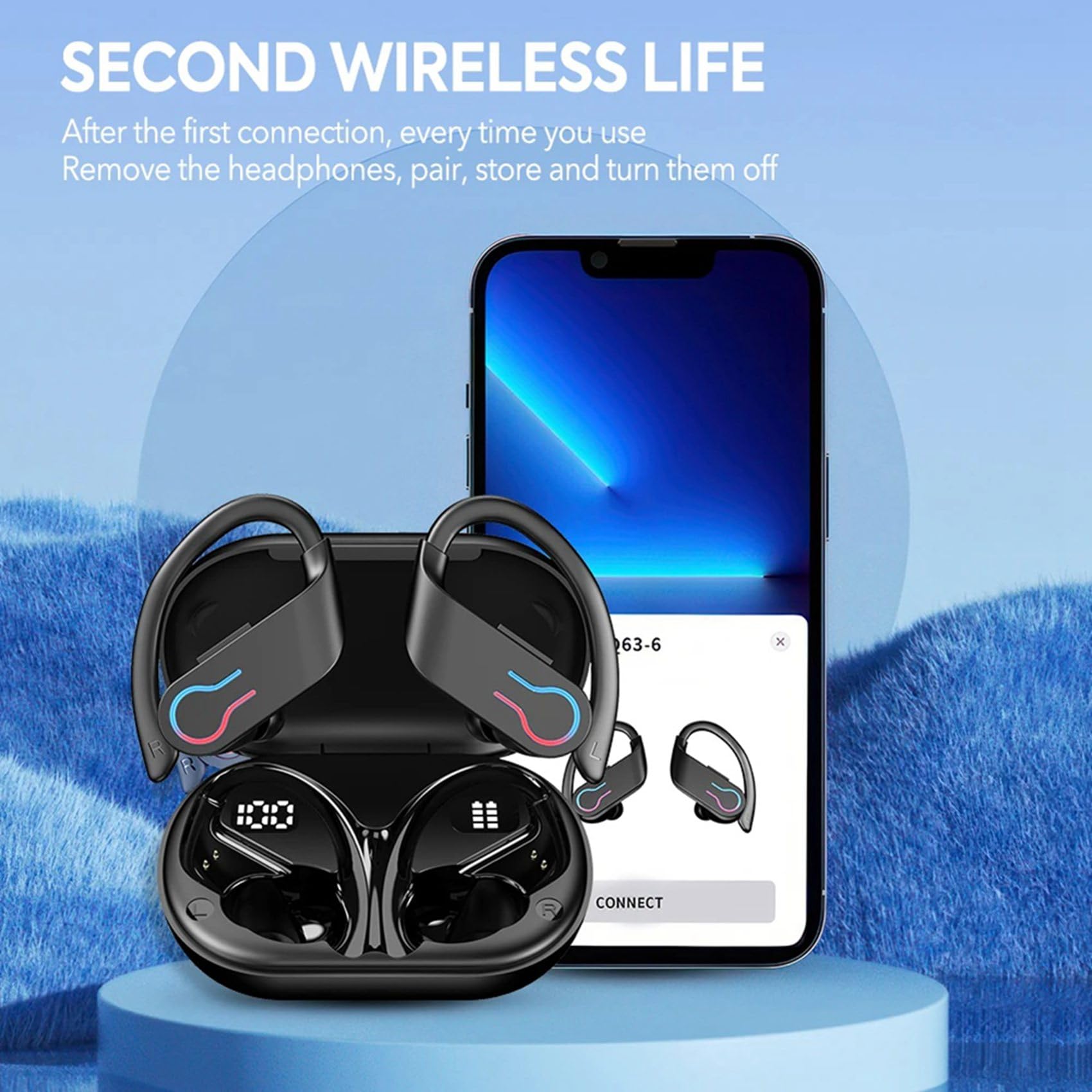 3X Q63 Auricolari Bluetooth 5.3 Cuffie Sportive Wireless in-Ear 200 Ore di Standby IPX7 Auricolari Stereo HiFi da Gioco Impermeabili