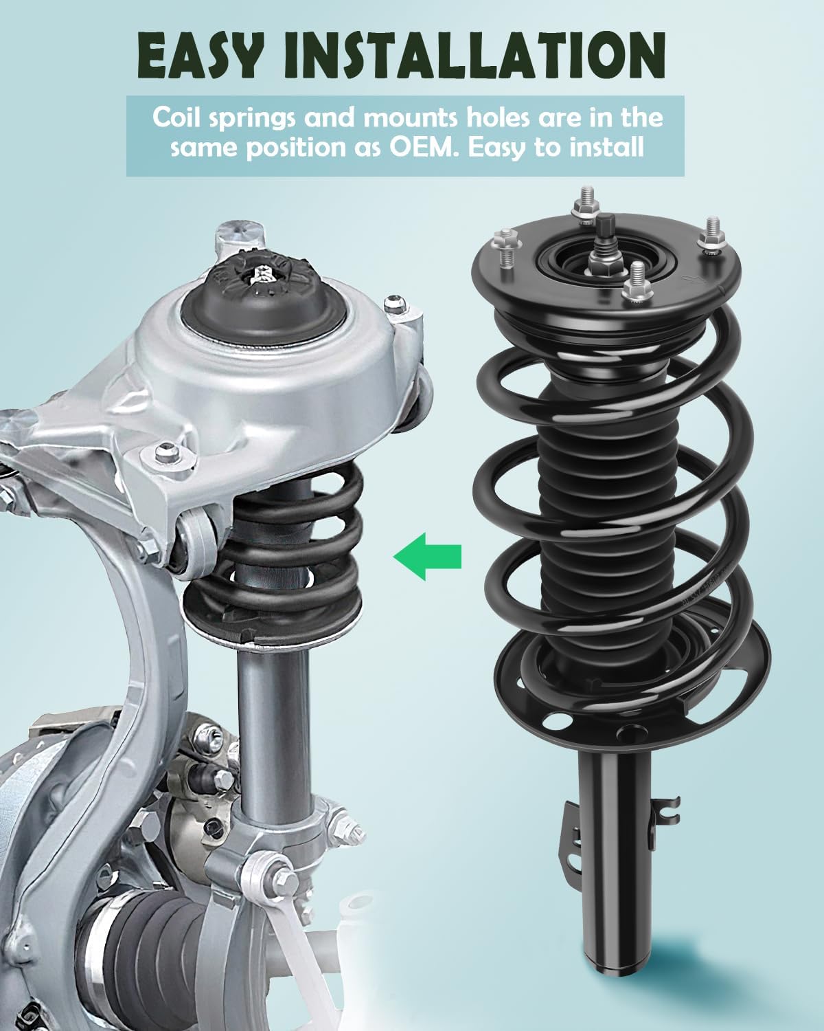 SCITOO Front Complete Struts Spring Assembly Shocks Struts Fits 2010-2012 for Lincoln MKS Quick Struts 11545 11546 - Set of 2