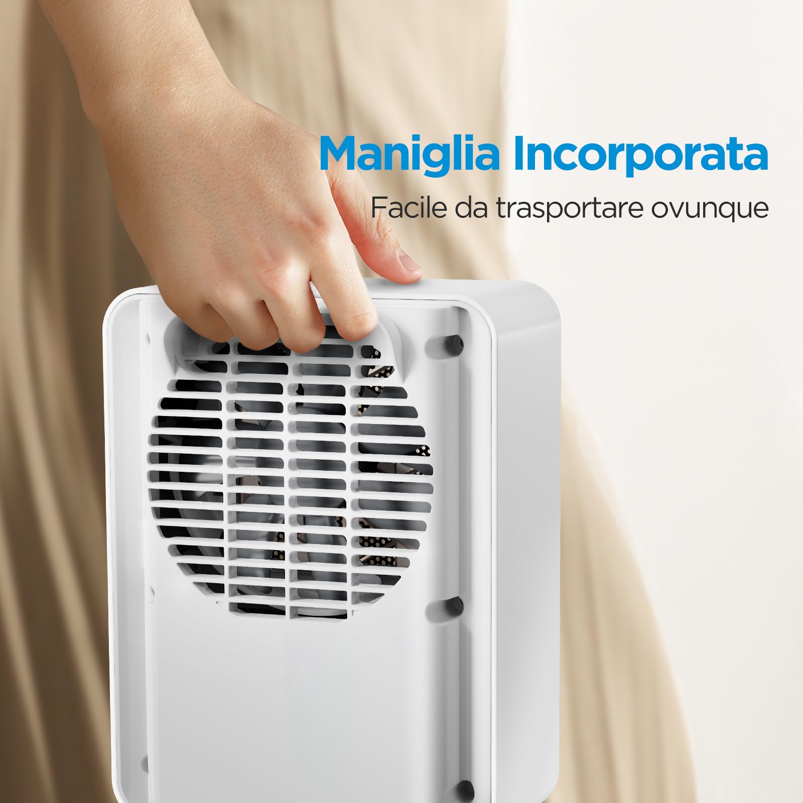 Midea NT20-22E Termoventilatore Verticale, 3 Livelli di potenza, 2000 W, Stufetta Elettrica Basso Consumo, Ceramica Silenzioso, Protezione Antigoccia, Termostato Ambiente, Bianco