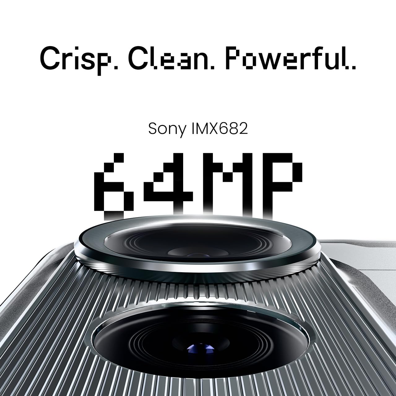 Close-up of the 64MP IMX682 camera module on the TECNO POVA Curve 5G.