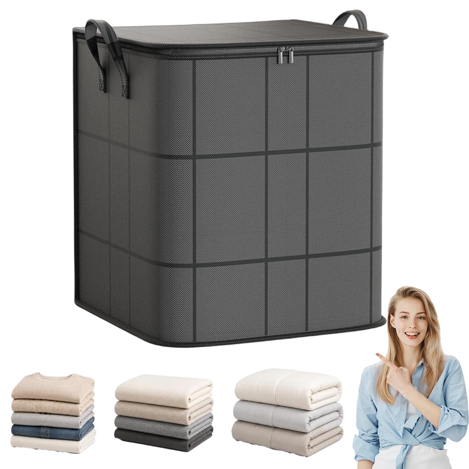 40L-180L Capacity Spacious Moving Storage Bin, Zippered Fabric Organizer (XXL)