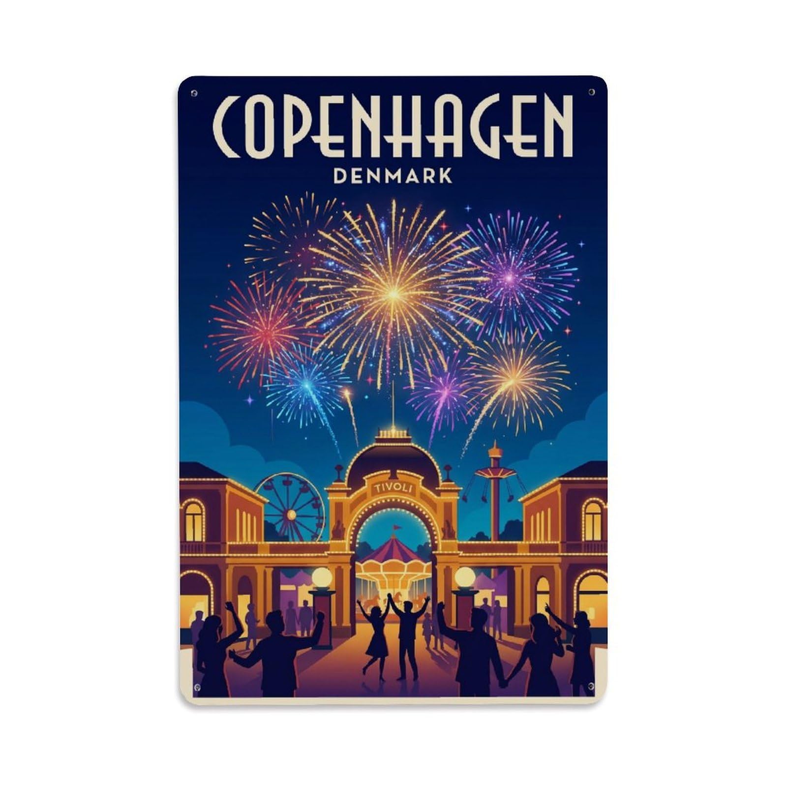 Este 8X12inch Style Vintage Travel Copenhagen Denmark Exhilarating Metal Tin Sign