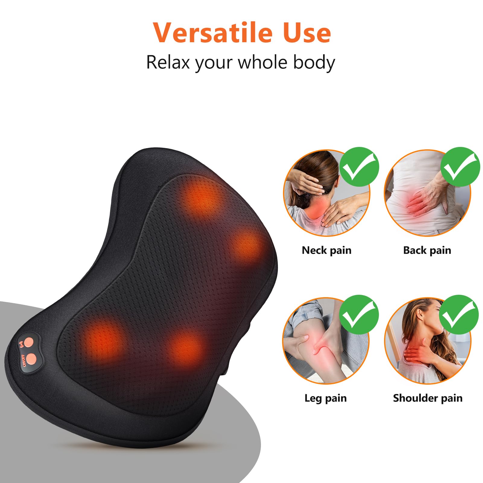 Masajeador Cervical y Cuello Shiatsu Almohada Masaje con Función de Calor e Rotación 3D Masaje de Calor para Relajación de Fatiga en Casa, Oficina