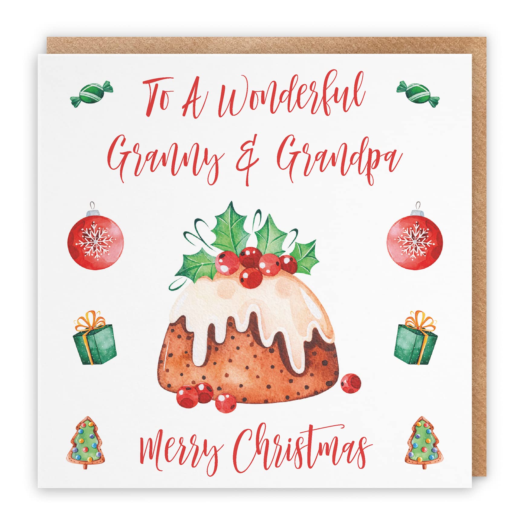 Hunts England, Granny And Grandpa Christmas Card, To A Wonderful Granny & Grandpa, Merry Christmas