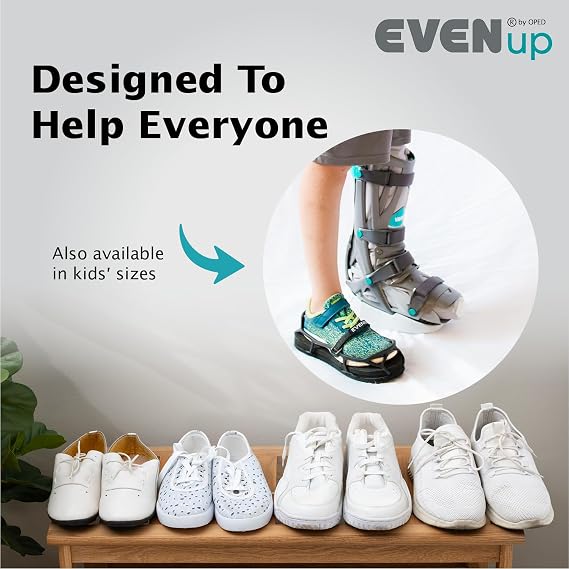 EVENup - رفع الحذاء لحذاء المشي I مقاس الكبار X-Large I موازن الأحذية للاستخدام مع أحذية الكسور أو اختلاف طول الساق I 3 ارتفاعات قابلة للتعديل لتحسين المشي I مستوي الحذاء، رافع الحذاء
