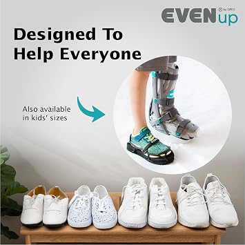 EVENup - رفع الحذاء لحذاء المشي I مقاس الكبار X-Large I موازن الأحذية للاستخدام مع أحذية الكسور أو اختلاف طول الساق I 3 ارتفاعات قابلة للتعديل لتحسين المشي I مستوي الحذاء، رافع الحذاء