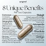 8-in-1 Himalayan Shilajit Capsules – 16,200mg Daily Dose | Ginkgo Biloba 9000mg, Panax Ginseng 4000mg, Rhodiola 2000mg, Ashwagandha 400mg, Stinging Nettle, Cordyceps & Turmeric | 90Capsules | Original Plus