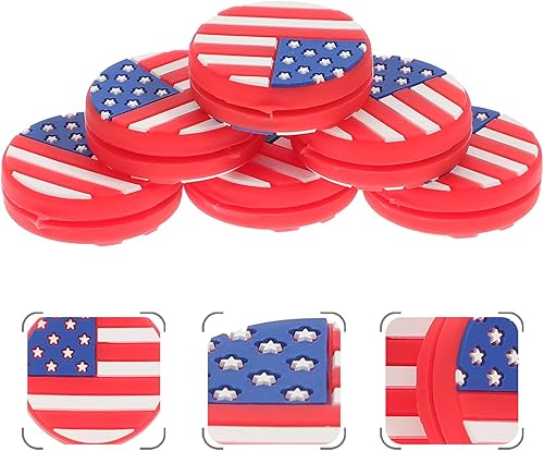 Miniatura 5 de Amosfun Amortiguador de tenis de silicona con bandera americana, amortiguadores de tenis de raqueta, vibración, cuerdas de raqueta, amortiguadores