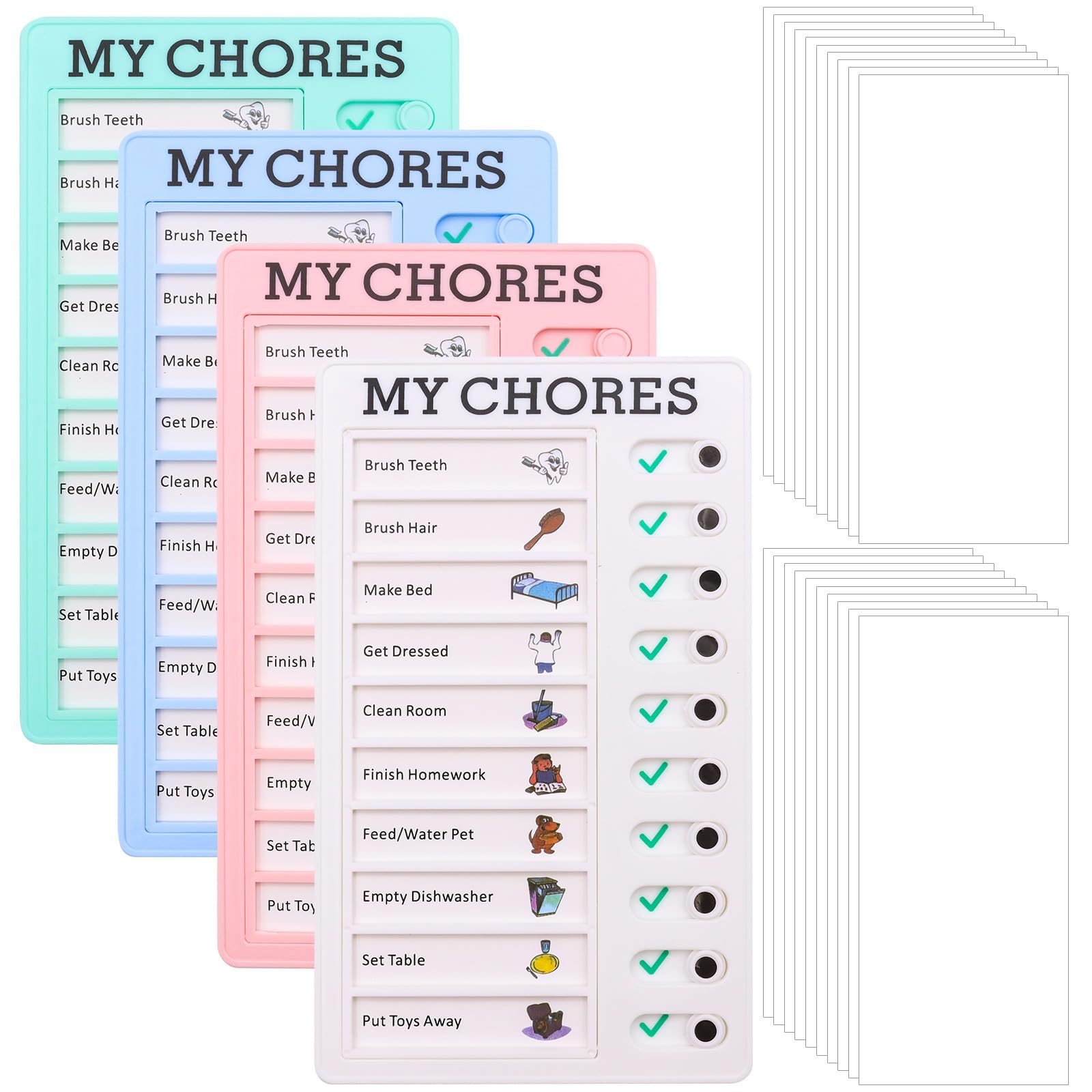 ZOCONE 4 PCS Chores Chart For Kids Y Chores Checklist Board Kids With 20 Paper, Detachable