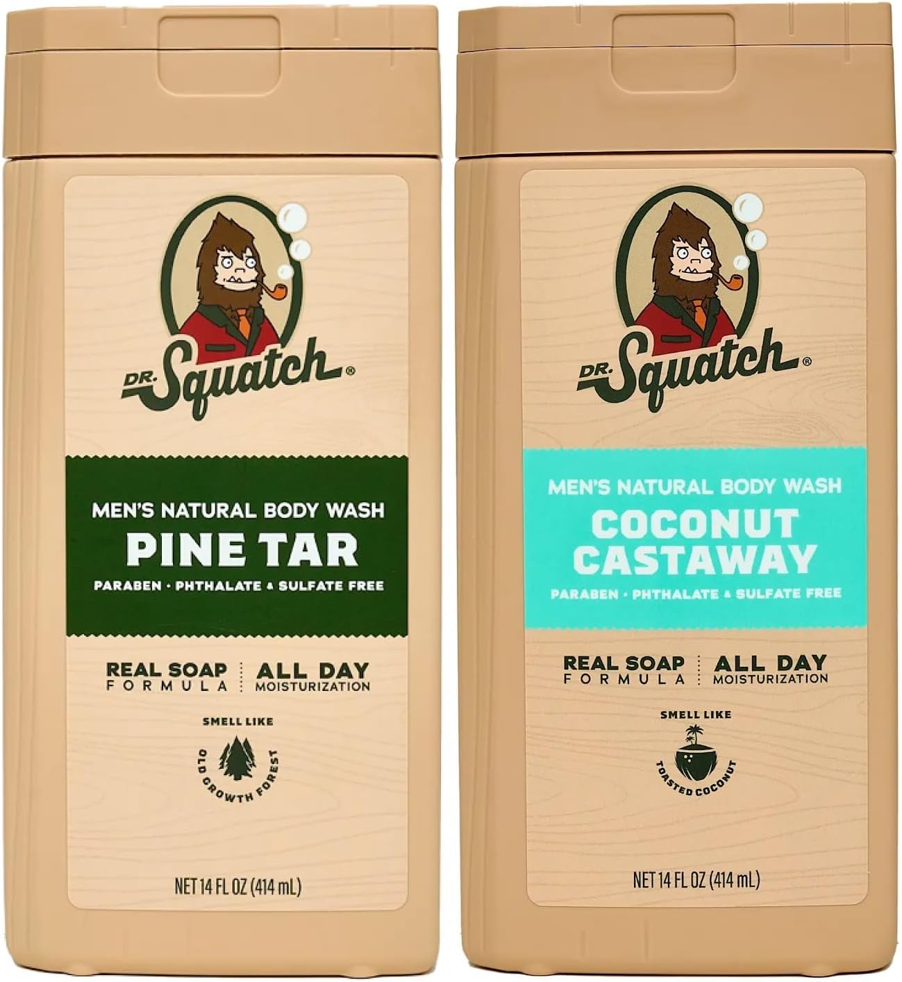 Dr. Squatch Natural Men's Body Wash, Moisturizing Shower Gel (14oz, 2-Pack)