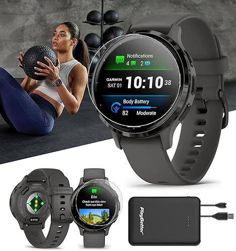 Garmin Venu 3S (pizarragris guijarro) paquete de reloj inteligente con GPS para fitness, pantalla táctil AMOLED, batería de 10 días, sueño y