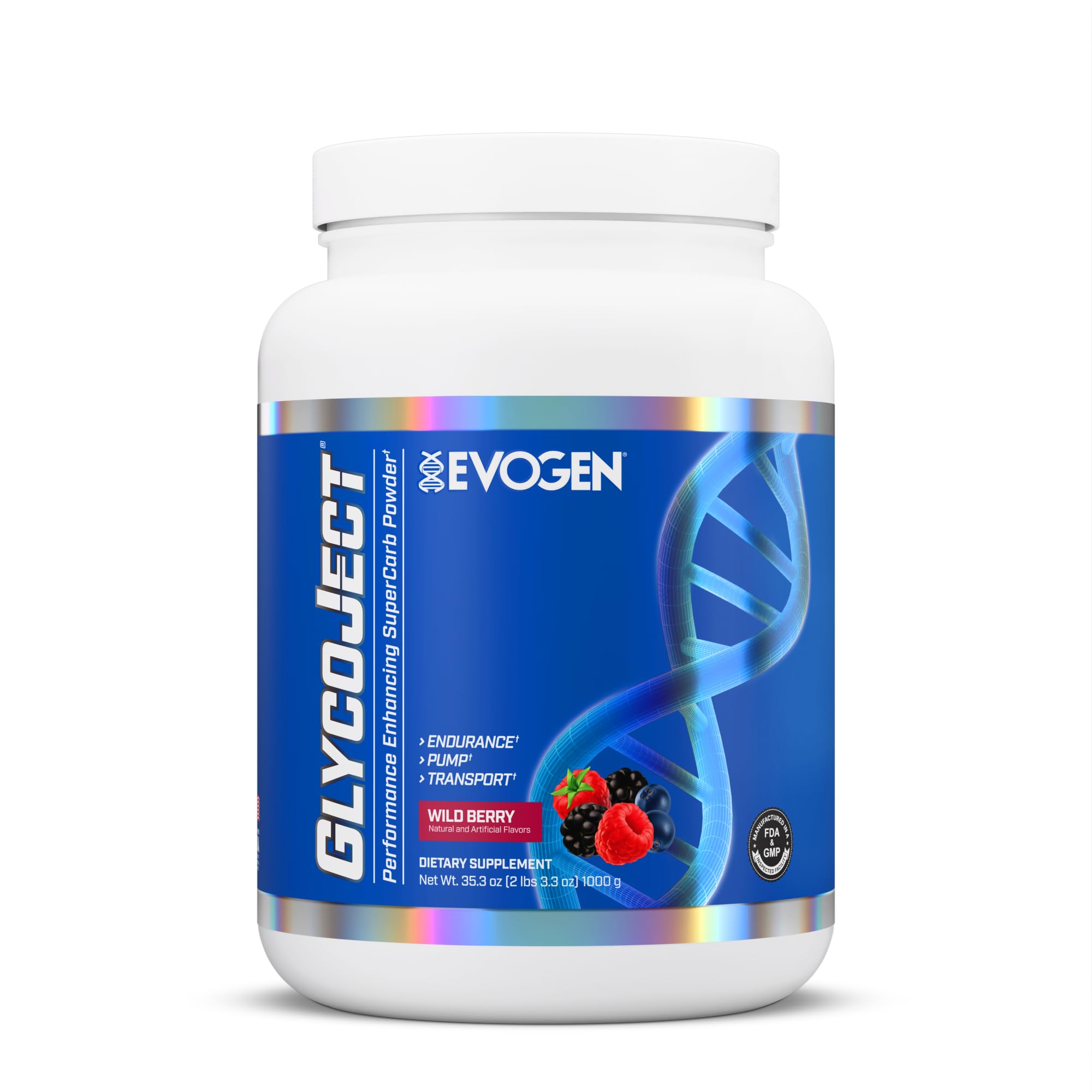 GlycoJect - Super Carb Powder | Rapid Absorption for PreWorkout | Carbohydrate Powder for Endurance | Post-Workout or Pre Workout Powder for Men & Women | Wild Berry | 36 Servings