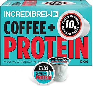 Incredibrew Coffee Keto Friendly with No Sugar; Medium-Dark Roast, Recyclable Pods, 10 Count Pods (10 Pods, Protein)