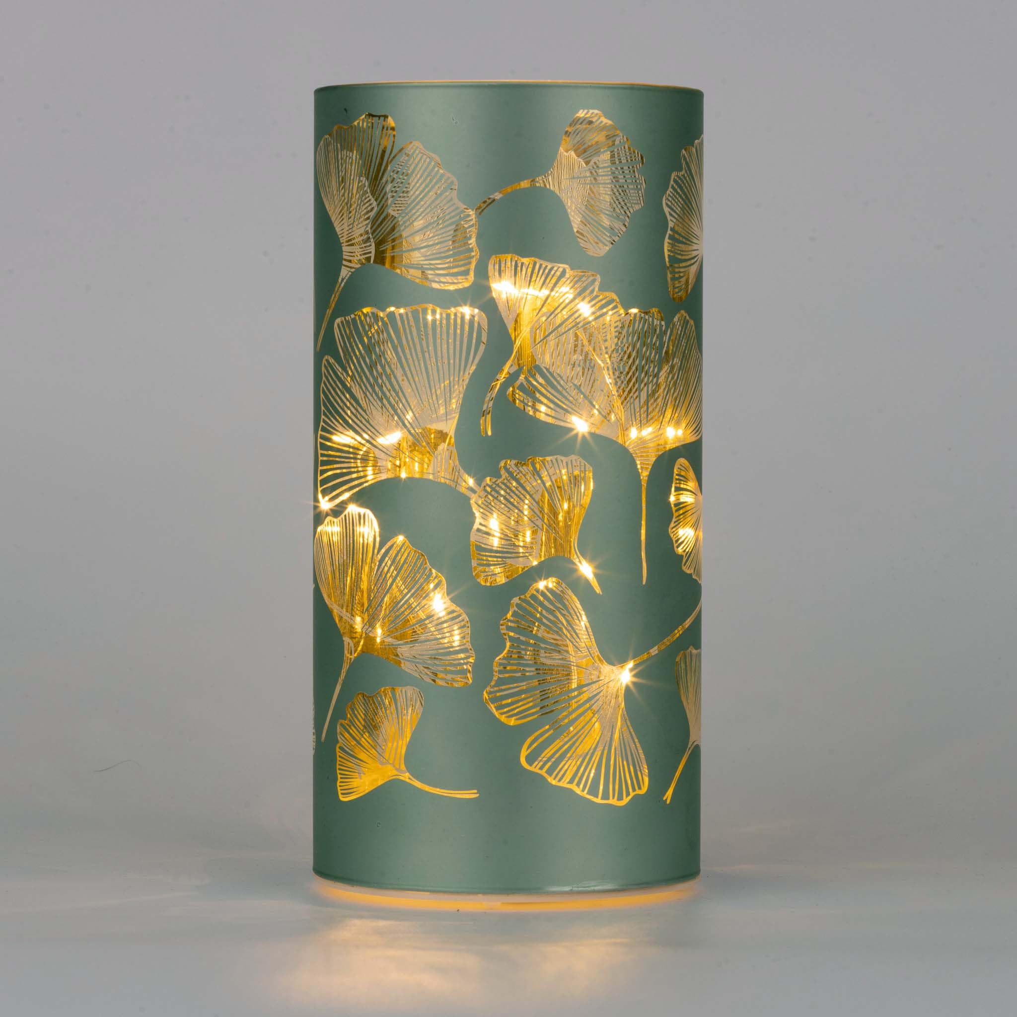 SHATCHI 22cm Christmas Decorated Vase Table Lamp Etched Glass Tube Xmas Silver Cylinder LED Fairy Lights Battery Operated Table Decoration, Foilage