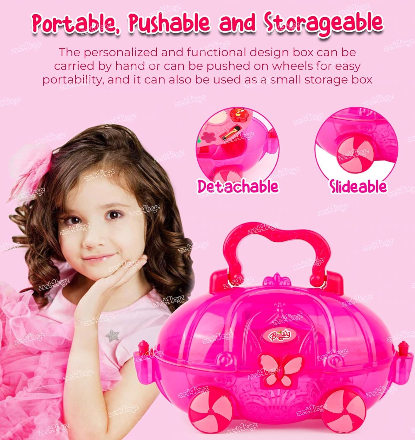 TOYIQ Beauty Set Gift Toys for Girls Makeup Kit Car Set Washable Make up for Kids Princess Cosmetic Real Beauty Set Role Play 4