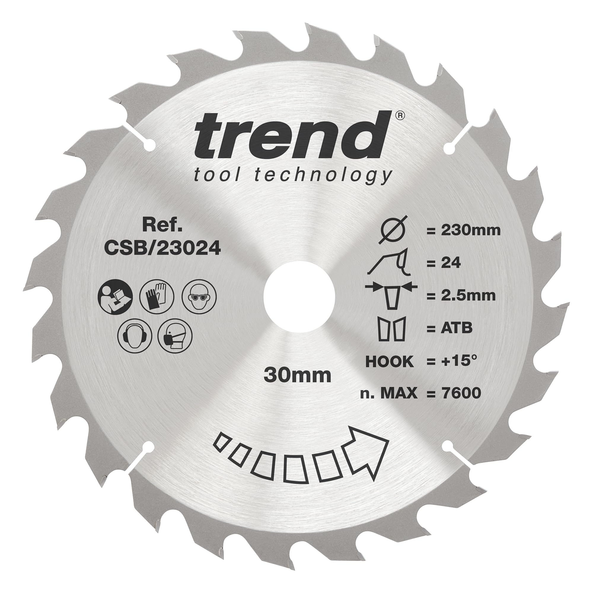Trend Silver Craft Saw Blade 230Mm X 24 Teeth X 30Mm Pk 1 Csb/23024
