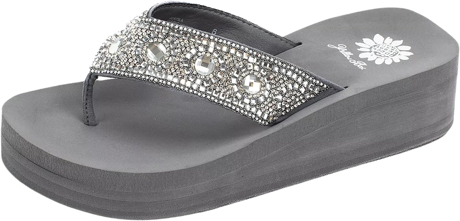 Women's Bertila Wedge Sandal, Round Toe, 2.5 Inch Heel, 1 Inch Platform, Comfortable Flip-Flop