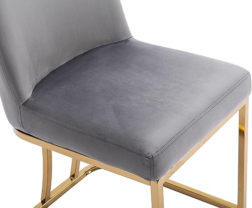 Miniatura 10 de VESCASA Sillas de comedor tapizadas de terciopelo con respaldo, sillas de comedor modernas de mediados de siglo con marco de metal dorado para