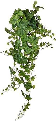 Vickerman Everyday - Arbusto colgante de hiedra artificial de hoja de uva verde de 51 pulgadas, arbusto de plantas colgantes de imitación para