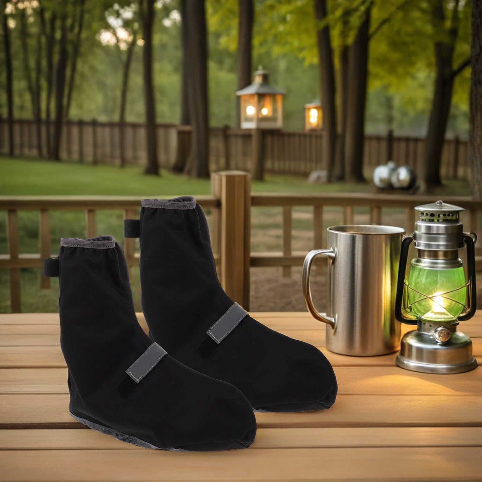 Cubrezapatos Impermeables para Senderismo Polainas Negras Talla L Protección Antideslizante Resistente al Agua para Botas de Montaña Ciclismo y Actividades al Aire Libre 1 Par