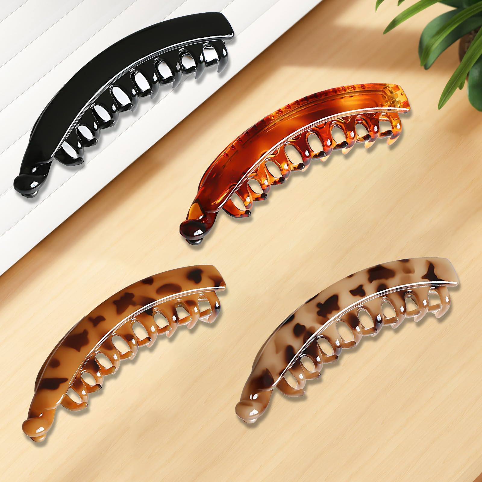 4 Pcs Banana Hair Clips, Large Banana Hair Clip for Thick Hair Strong Hold Ponytail Hair Clip - Image 3