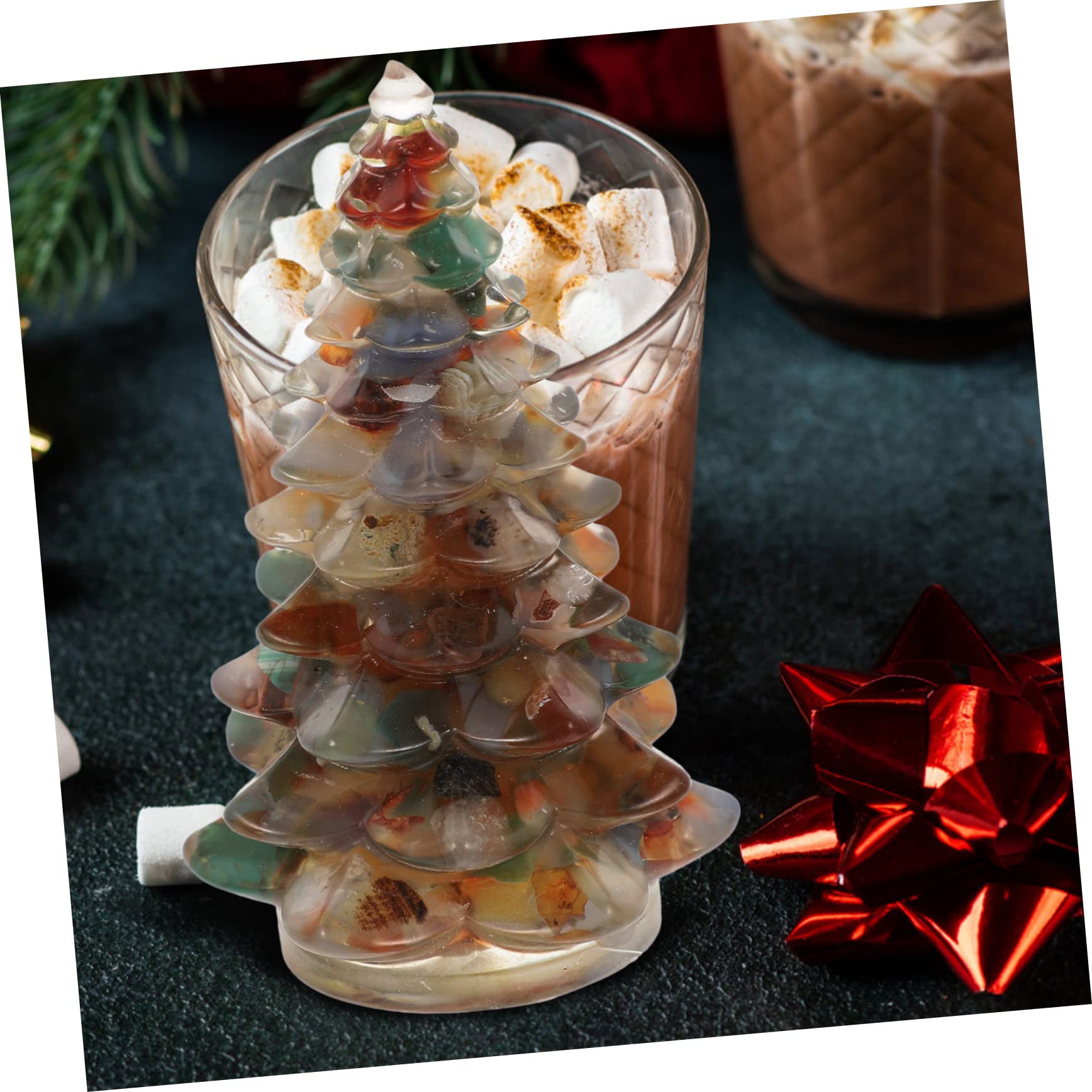 PRETYZOOM 5 Piezas Adornos para Arboles De Navidad Árboles De Mesa Adornos De Navidad Estatuilla del Árbol De Árbol De Epoxi De Mesa Decoración De Navideña Resina Sintética