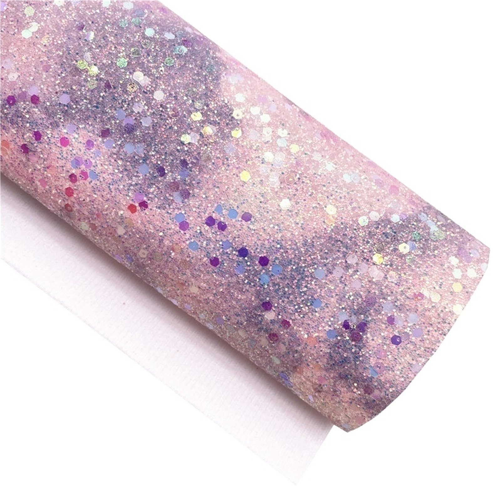 Tessuto in ecopelle glitterata in PVC for artigianato fatto a mano