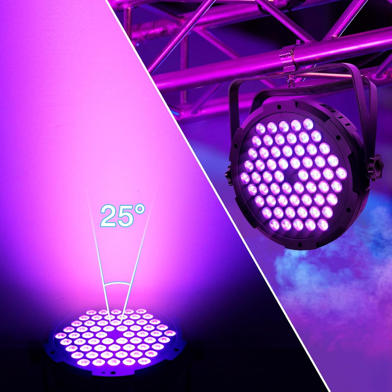60LED Stage Par Lights: 90W RGB Color Mixing - Remote & DMX Control - Sound Activated Uplighting for Events DJ Wedding Home Party Church Club Band Festival Lighting