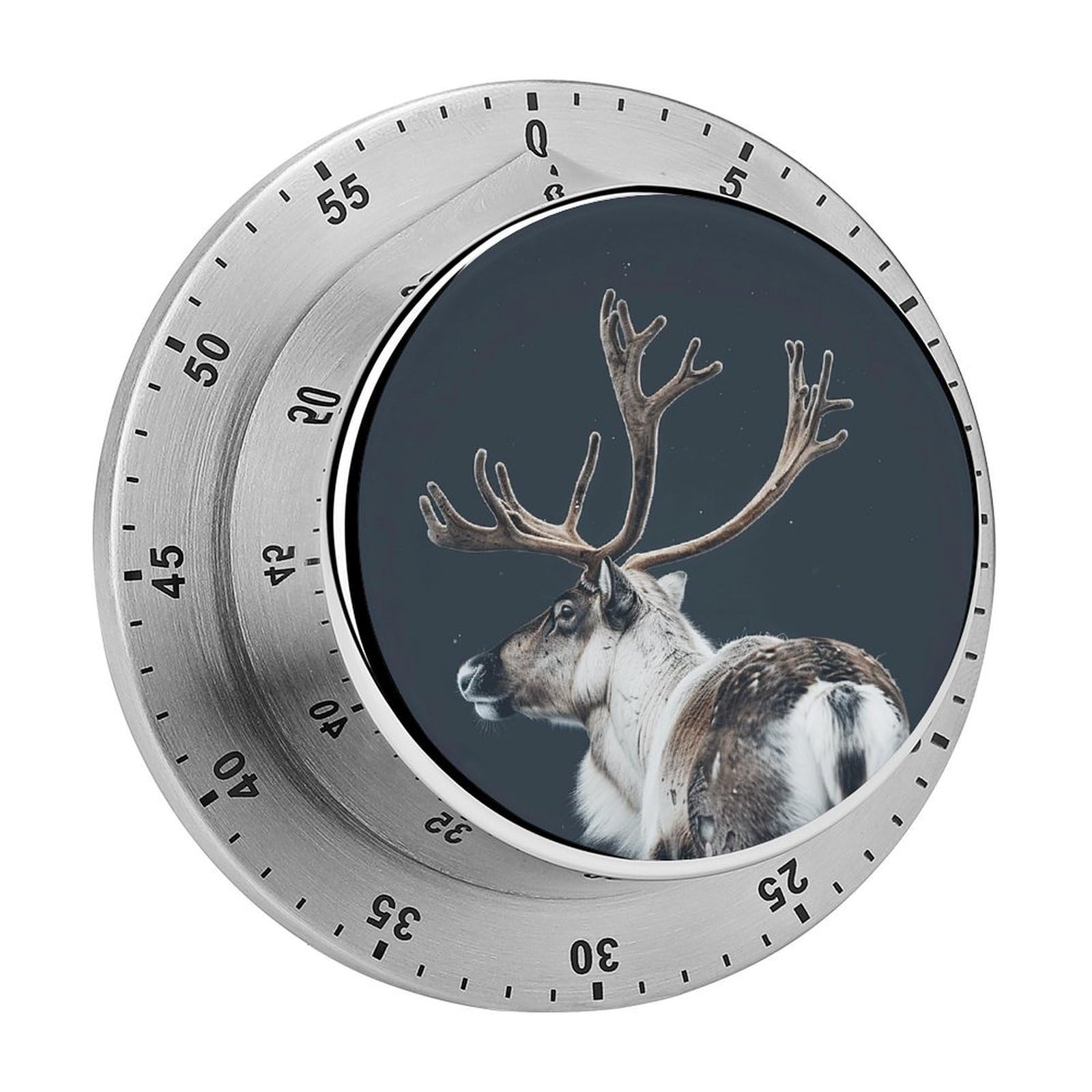 A Reindeer Standing Kitchen Timer for Cooking,Chef Cooking Timer Clock with Loud Alarm Stainless Steel Countdown Timer No Batteries for Home Baking Cooking