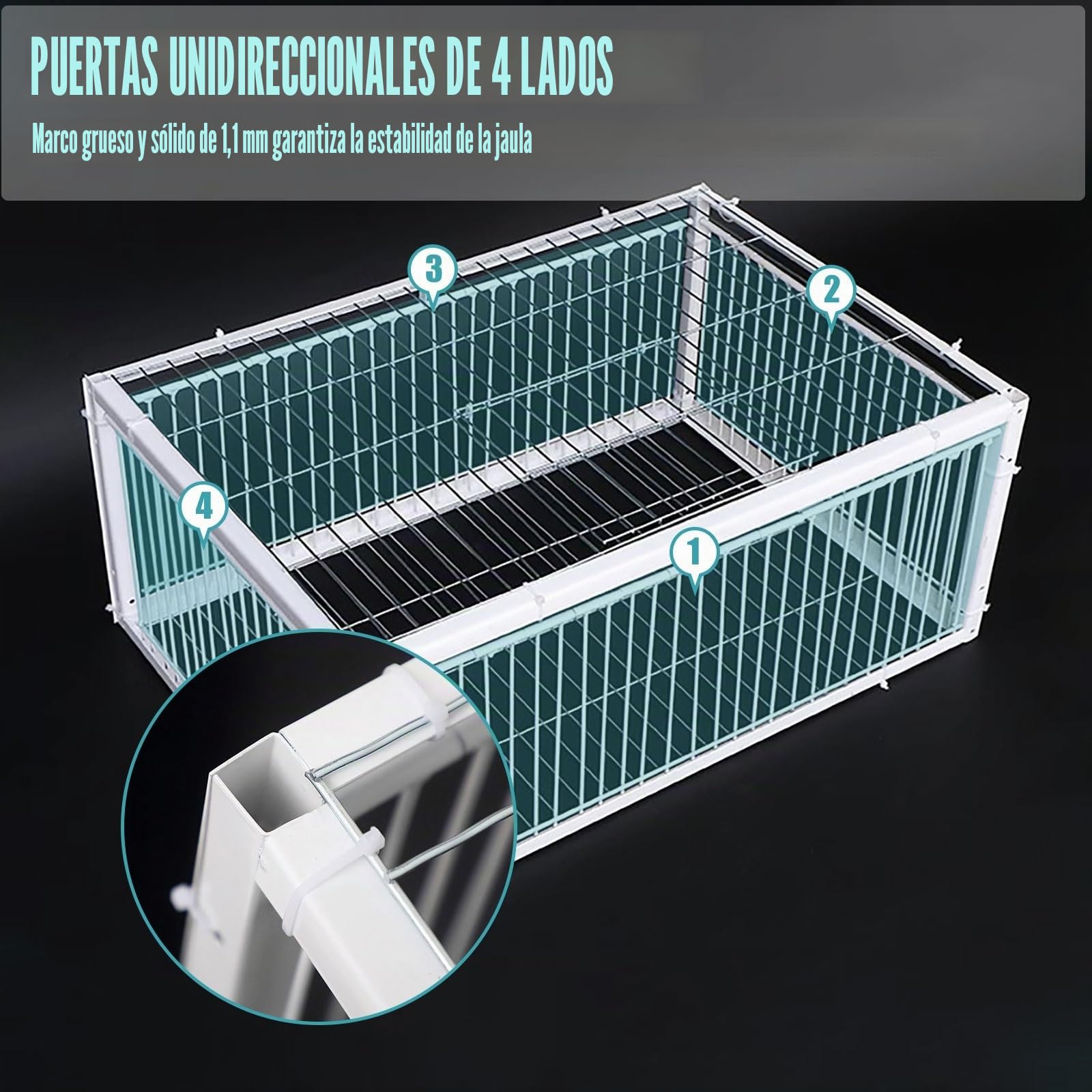 Trampa Para Pájaros Con Entrada Unidireccional Jaula Trampa Para Palomas Fácil De Montar Con Diseño A Prueba De Fugas Portátil 4 Importada Recolección Automática De Palomas Adecuada(60x40x26CM)