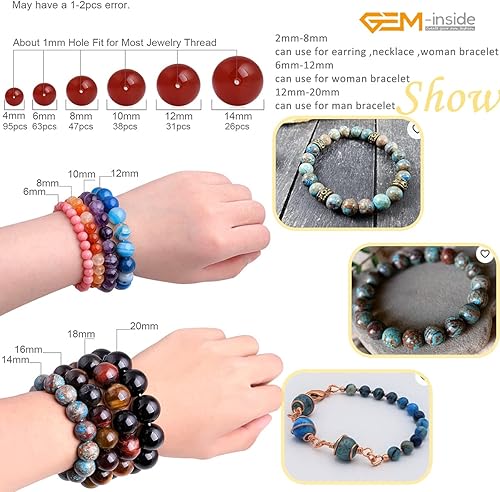 Miniatura 208 de GEM-Inside Red Orange Carnelian Gemstone Loose Beads Natural Energy Power Beads for Jewelry Making Round Faceted 8mm 15