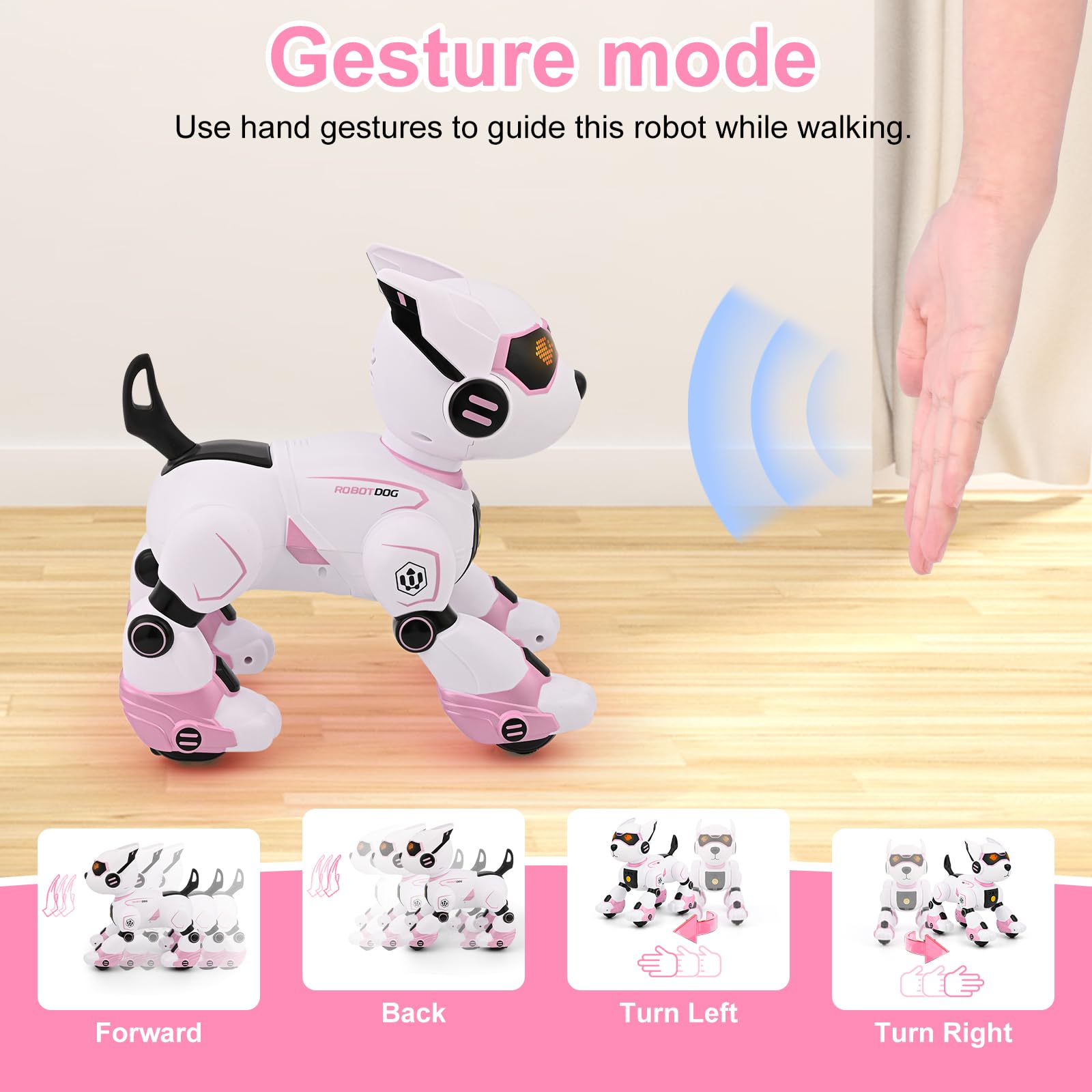 GuKKK Robot pies zdalnie sterowana zabawka dla dzieci, zdalne sterowanie dla zwierząt domowych, programowalny robot, zabawka dla psa, sterowanie gestami, interaktywny dotyk, muzyka taneczna, imitacja