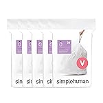 simplehuman Code V 100 Count, Dispenser Pack Custom Fit Liners, Drawstring Trash Bags, 16-18 Liter / 4.2-4.8 Gallon, White