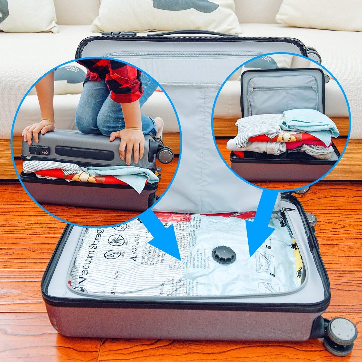 BoxLegend Sacchetto di Stoccaggio Sottovuoto 15 Pezzi, Sacchetto Salvaspazio, Sacchetto Compresso e Sigillato per Vestiti, Biancheria da Letto, Cuscini, Piumone, Coperte, Lenzuola