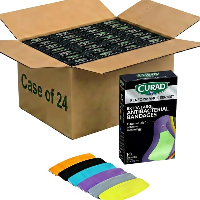 CURAD Performance Series Extra Large Antibacterial Bandages Assorted Colors