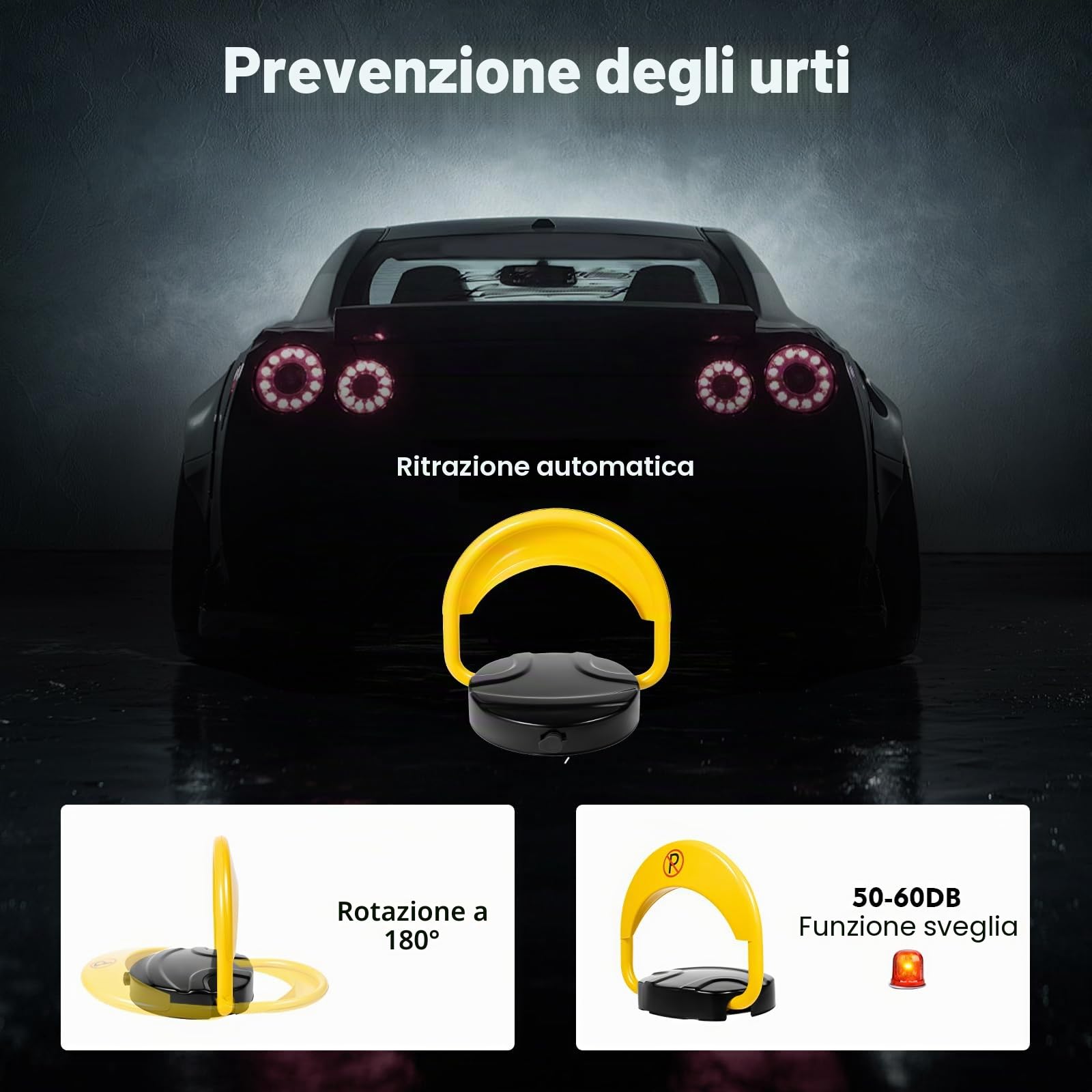 MINRS Blocco per parcheggio, serratura pieghevole con telecomando, blocco privato elettronico per parcheggio con funzione di allarme, paletto elettrico per parcheggio, grado di protezione IP67