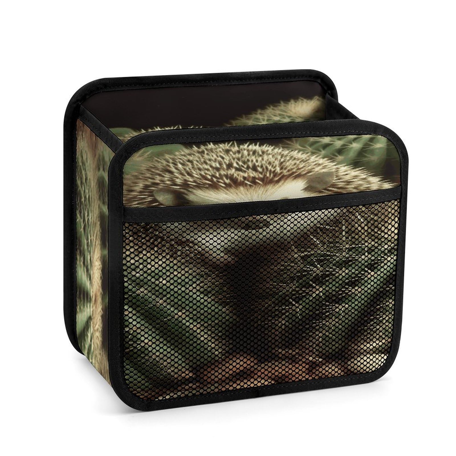 Btcowzrv Style Hedgehogs Cactus Car Seat Back Organizer, Pu Leather Hanging Backseat Car Organizer With Elastic Mesh Pocket, Storage Bag For Most Vehicles