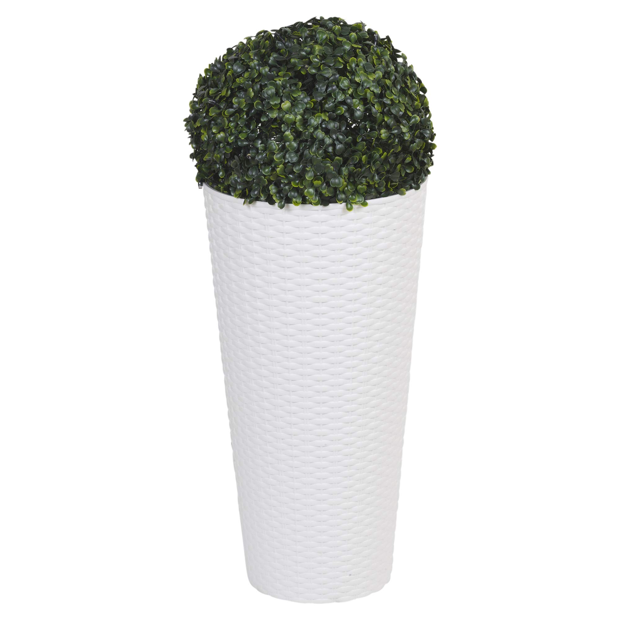 Urbnliving White Round Flowerpot [026992] Home & Office Large & Small Plastic Pots For Artificial Plants