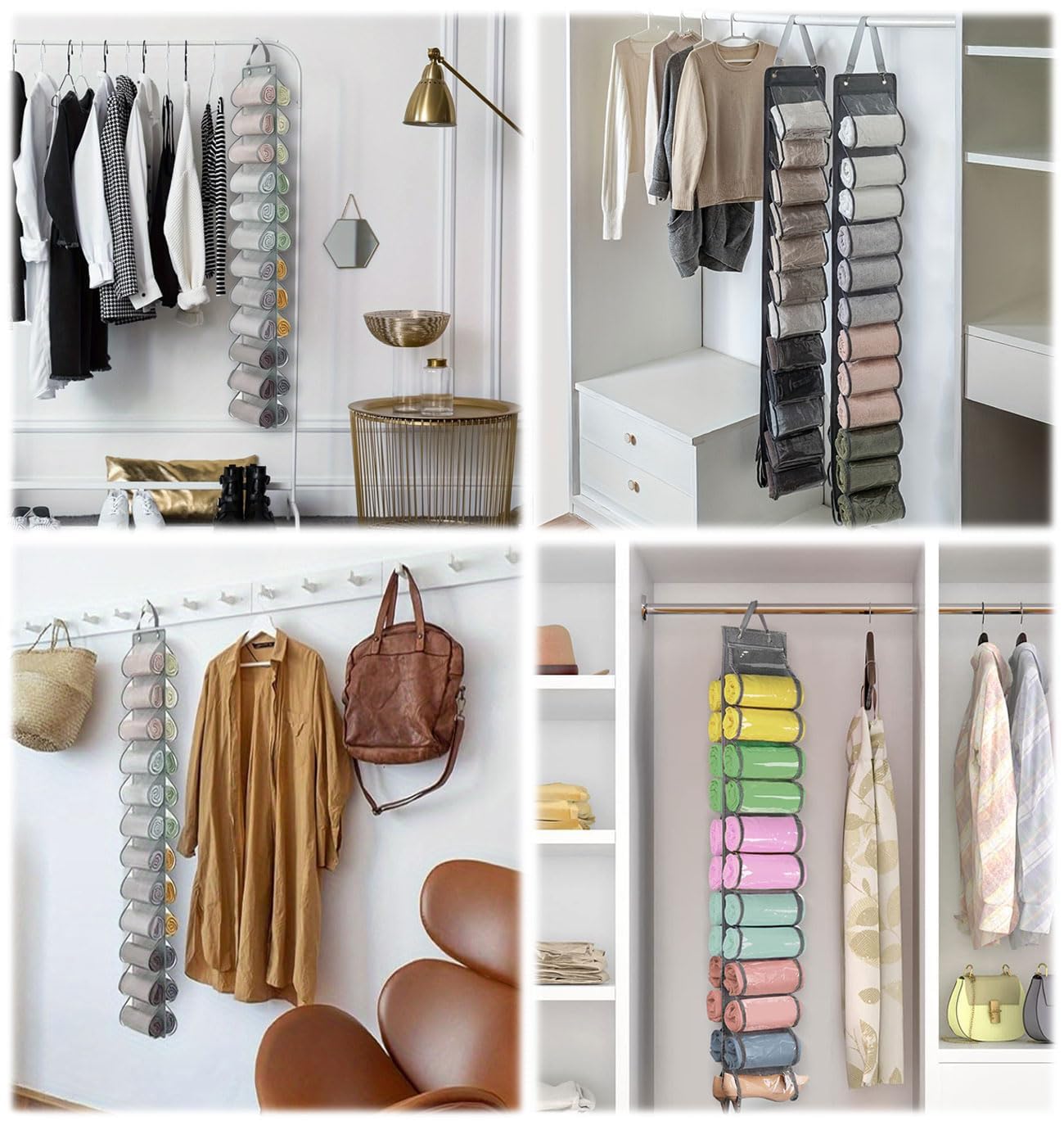 Organiseur Suspendu Lirex 24 Poches - Pour Leggings, Chemises, Chaussettes - 130cm