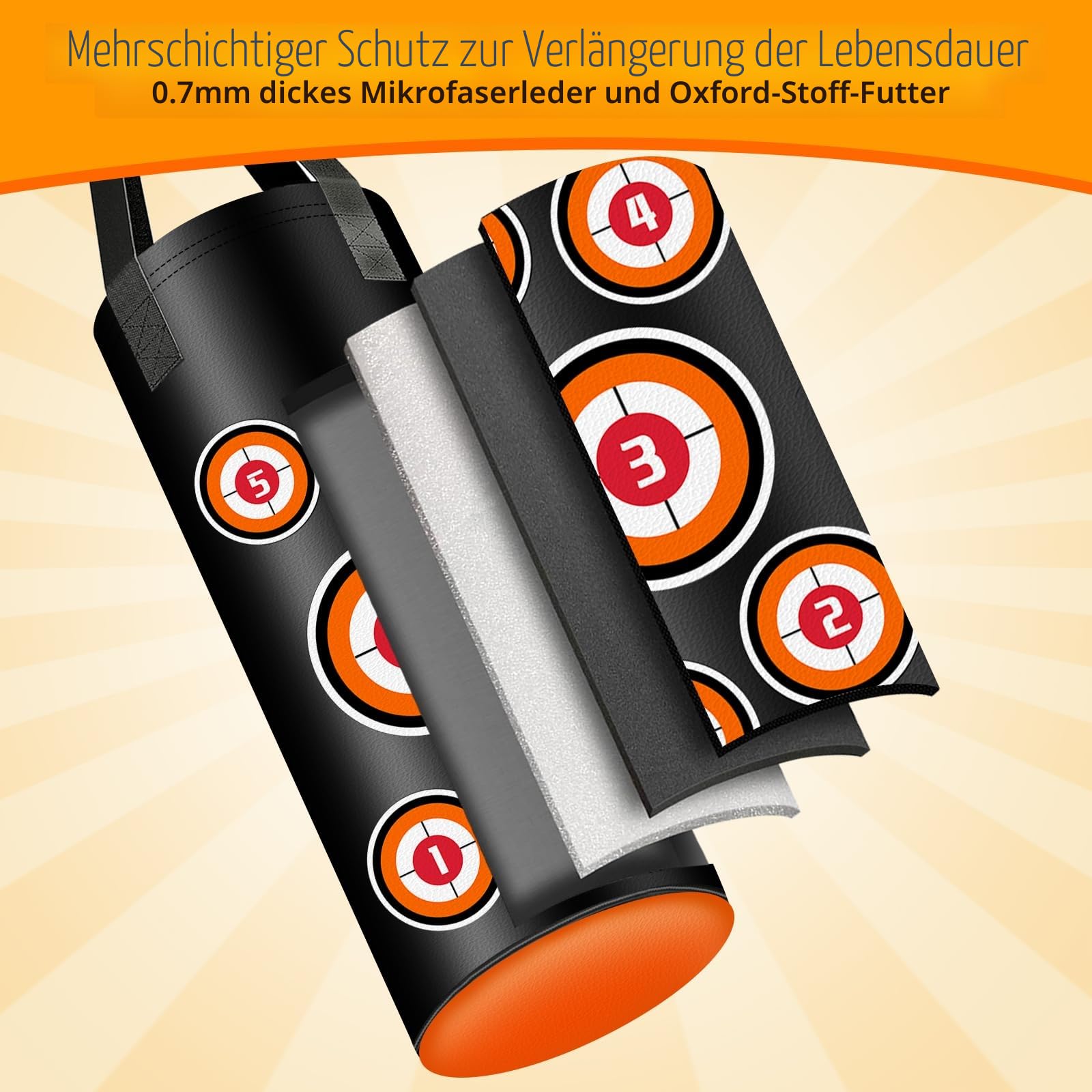 Boxsack Hängend Set, Boxsack Kinder 60 cm, Microfiber Leder Schwere Tasche für das Training Kickboxen Fitness MMA Grappling Muay Thai Karate