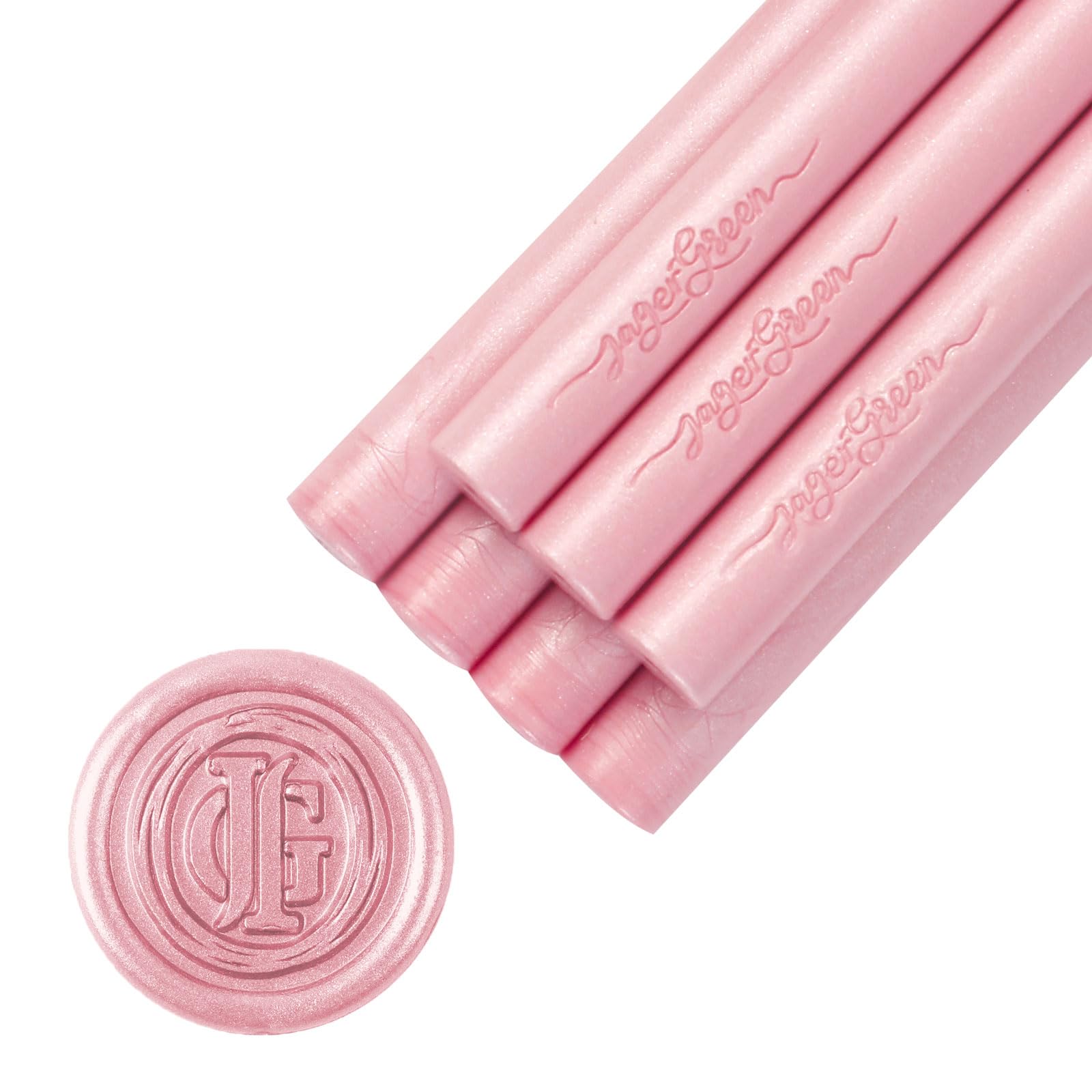 JAGERGREEN Glue Gun Wax Seal Sticks, 8 Pcs Pink Sealing Wax Sticks for Wedding Invitation Envelopes, Antique Stamp Seals, Letter Sealer, Scrapbook