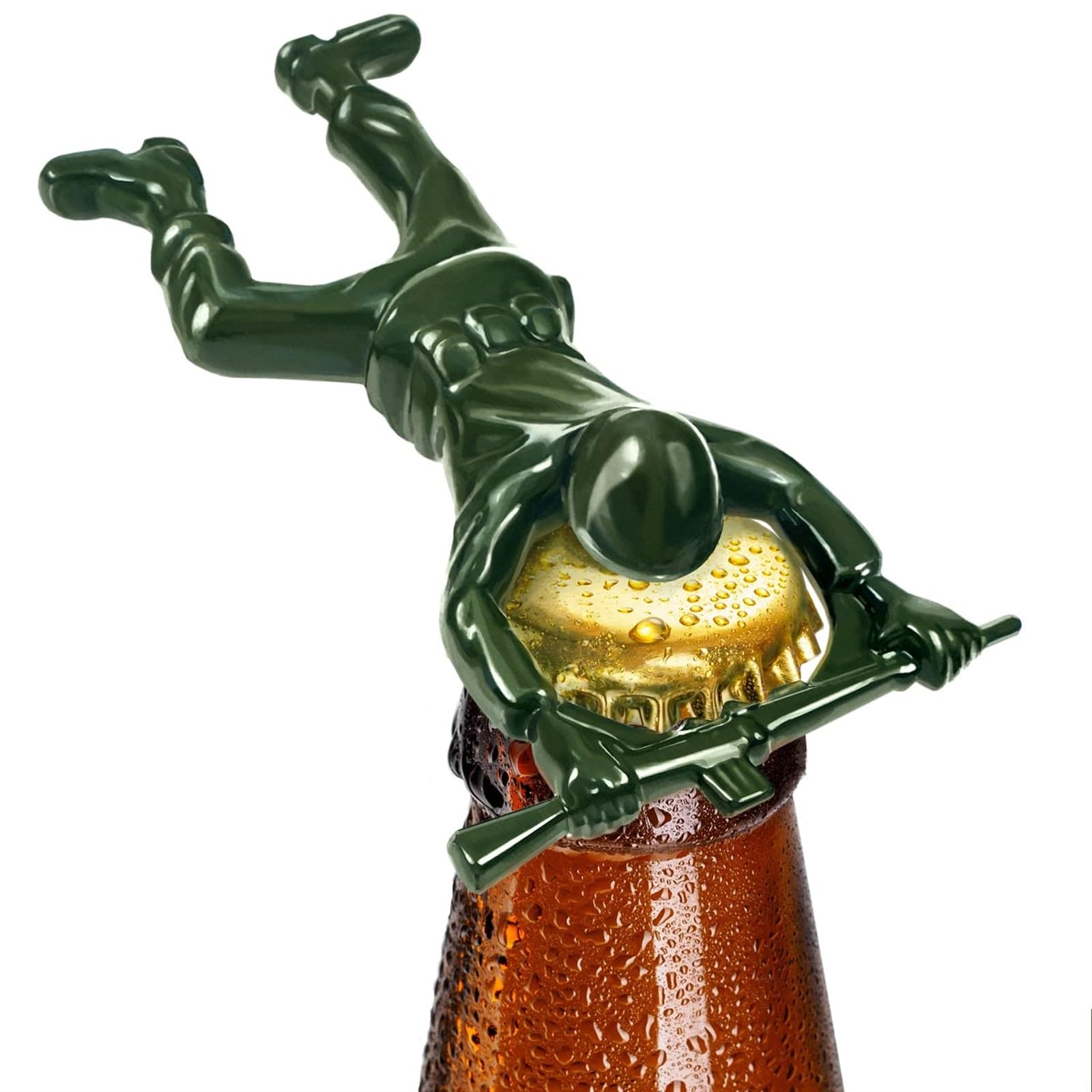 THE WHITE SHOPGreen Army Man Bottle Opener - Unique Funny Bottle Opener Bartender Compatible As Coke Bottle Opener - Metal Bottle Opener Man - Mini Soldier Bottle Opener