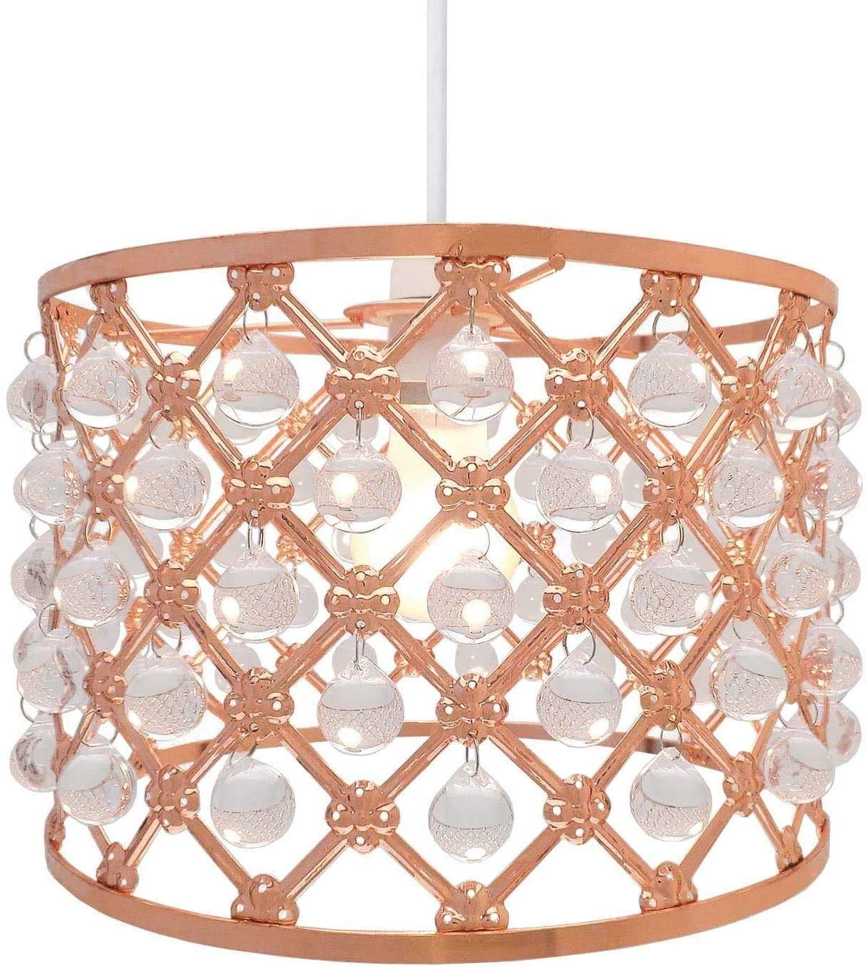 Chandelier Style Ceiling Light Shade Droplet Pendant Acrylic Crystal Bead Luxury (Sparkly Light Shade Copper)