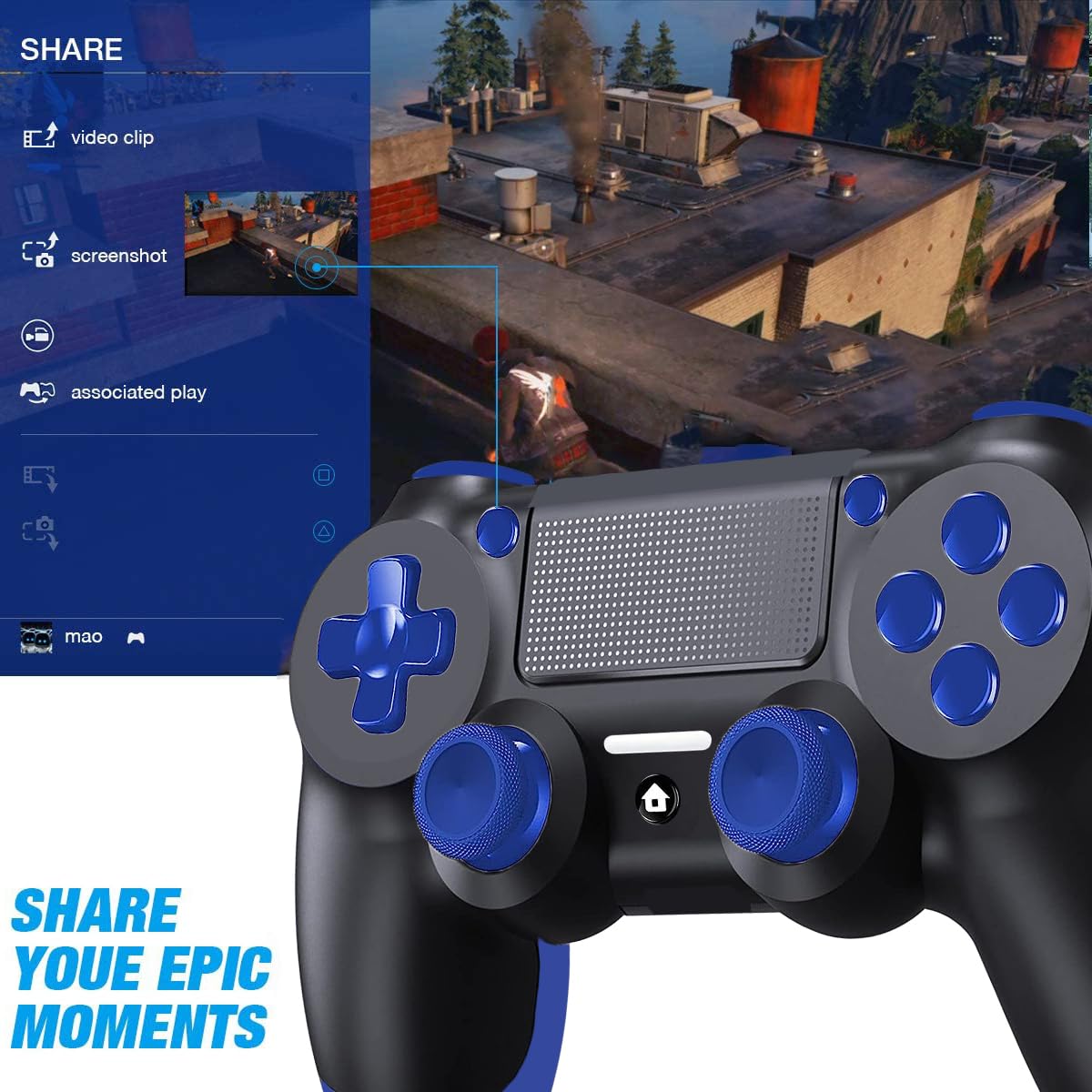 Wireless Controller per PS4, Controller per PS4, con jack audio, Vibrazione e Sei-Assi Sensore giroscopico, Pannello Touch, Controller per PS4/Slim/Pro/PC